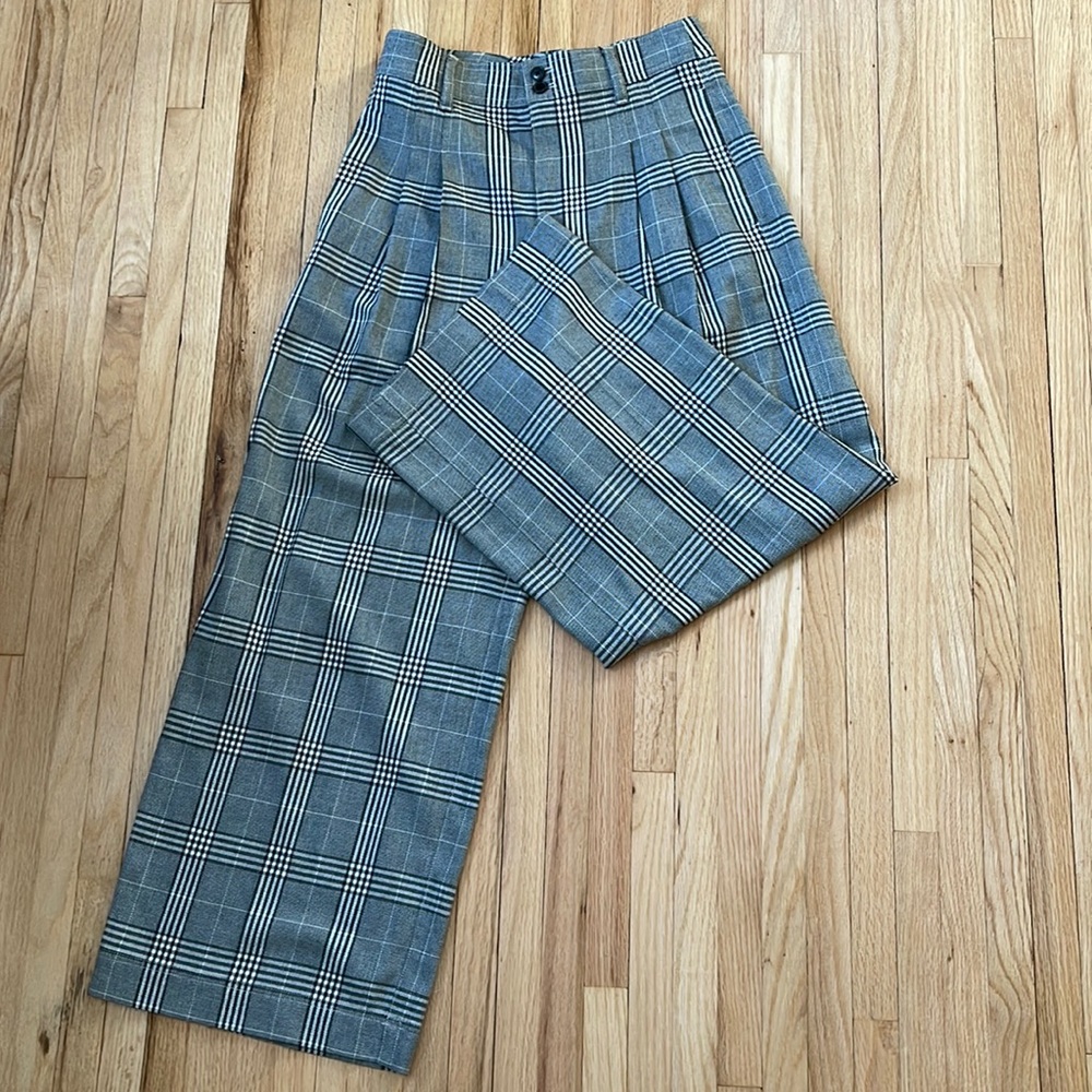 Plaid wide leg trousers